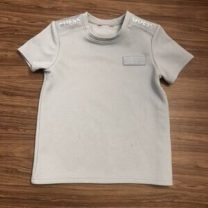 GUESS Light Blue Textured Logo Knit Short Sleeve Crew Neck T-Shirt Size 7 Boys